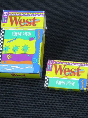 West Lemon Fresh cigarette pack used with matchbox