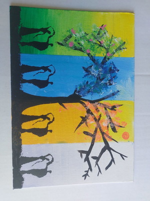 Handmade painting on thin canvas, like new