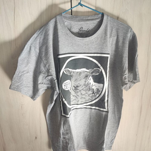 Fasoli Clothing Grey Graphic T-Shirt "Sheep Beeeh" for Men, Sizes S-M-L