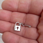 Swarovski element used, lock with key, silver