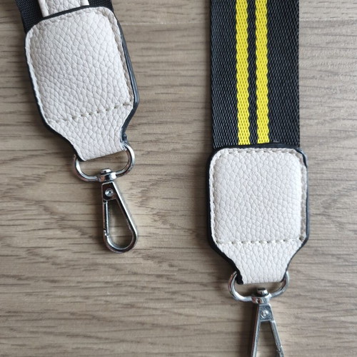 Cross body bag straps used, set of two, black and white