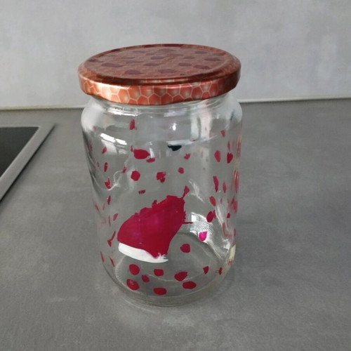 Glass jar with airtight lid hand-painted like new