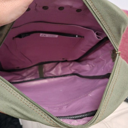 JK Leather backpack used, khaki canvas with leather details
