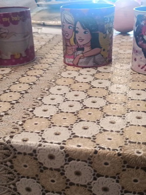 Girl pencil holders used, set of 5