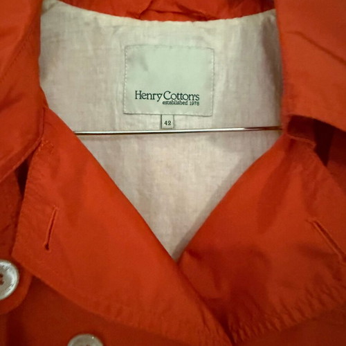 Henry Cottons red lightweight jacket used with detachable hood