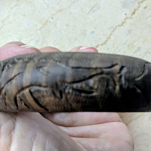 Wooden handmade bangle bracelet with elephants