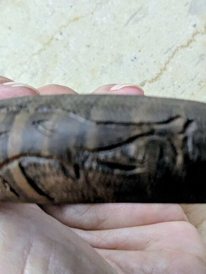 Wooden handmade bangle bracelet with elephants