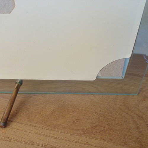 Glass photo frame with gold border, like new, 14.5×19.5 cm
