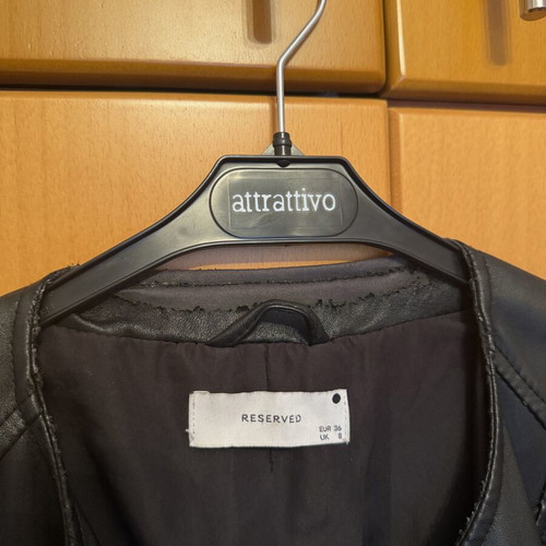 Reserved black leather jacket used, faux leather