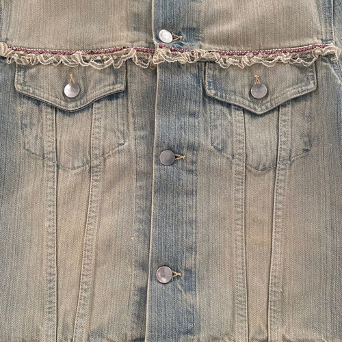 Women’s denim jacket like new, blue with beads and lace, size M