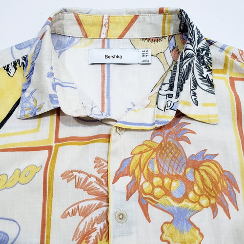Bershka summer men's cotton print shirt like new, sizes XS-S-M