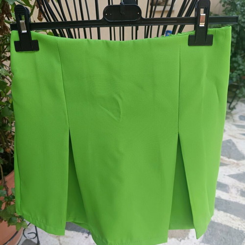 Green suit with crop jacket and skort new S/M