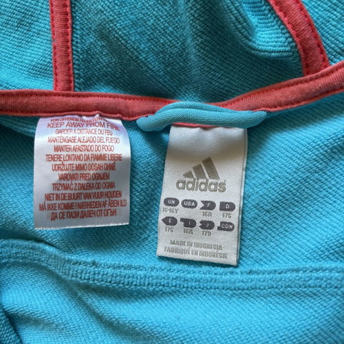 Adidas women's top size S like new, turquoise with yellow stripes