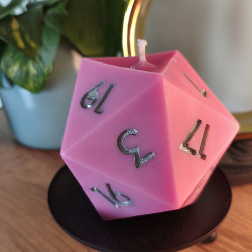 D20 Candle glow in the dark, made with 100% olive oil wax