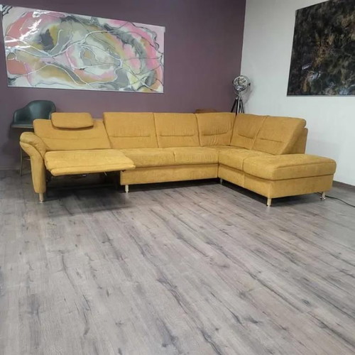 Dakar corner sofa new, cinnamon fabric with electric relax mechanism