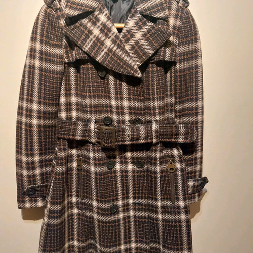 Zara checked coat like new, Montgomery style, beige and brown
