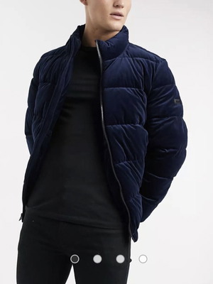 DKNY Velvet Puffer Jacket used men's size L, dark blue