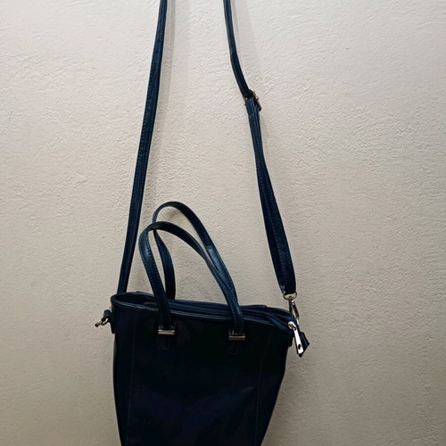 Blue Navy patent look handbag and shoulder bag like new