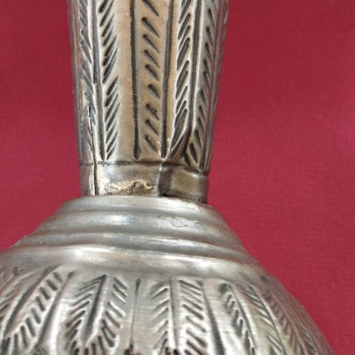 Handmade Blown Glass Vase from India with Alpaca Bordeaux Color