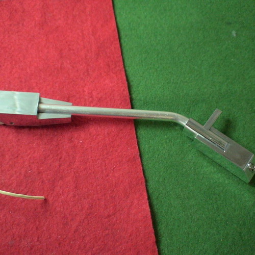 Record player tonearm with head shell and cartridge used, unknown type