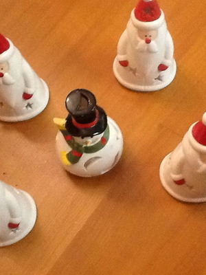 Christmas Candle Holders vintage, like new, set of 5 with Santa Claus
