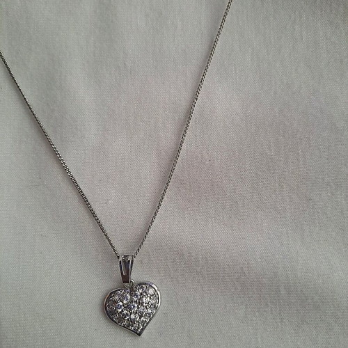 Steel heart necklace with zirconia new, silver color