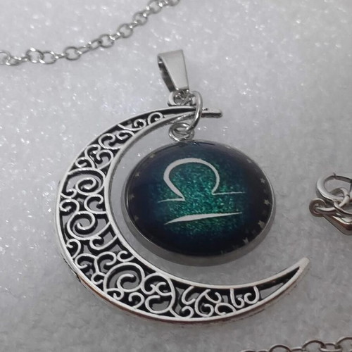 Libra Zodiac Pendant Necklace like new, stainless steel