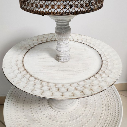 Handmade three-tier rotating serving tray with mirror like new 39x39cm