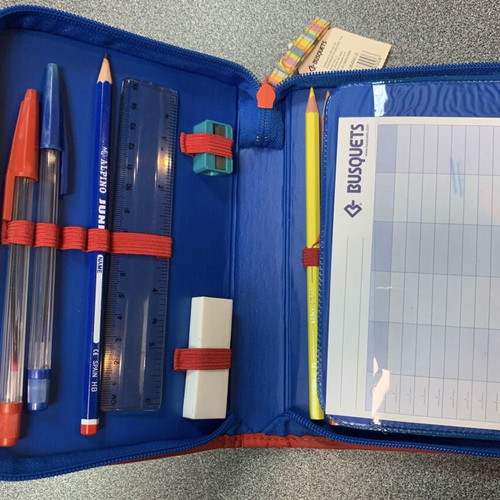 Busquets Y2K pencil case with school supplies