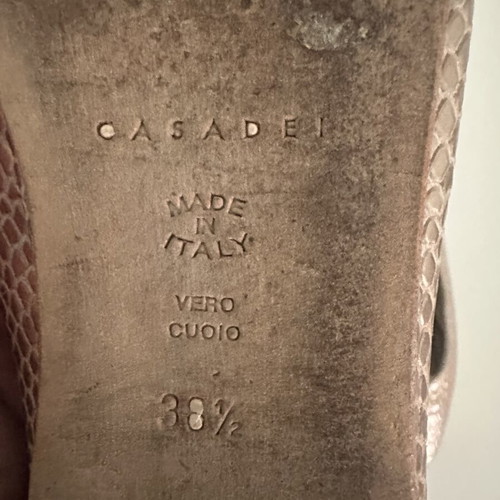 Casadei Metallic Python-Effect Ballet Flats like new, rose gold