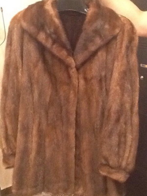 Mink fur jacket like new, size medium - large, beige-brown