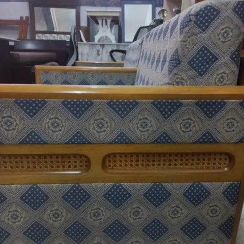 Two-Seater Sofa and Armchair Set with Cane and Storage Used