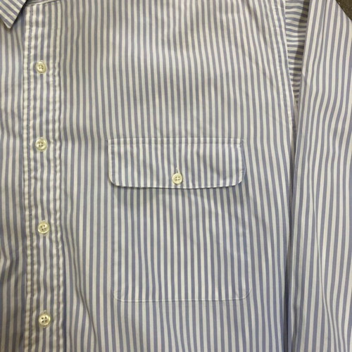 Ralph Lauren light blue and white pinstripe long sleeve shirt, XL, 2 pockets