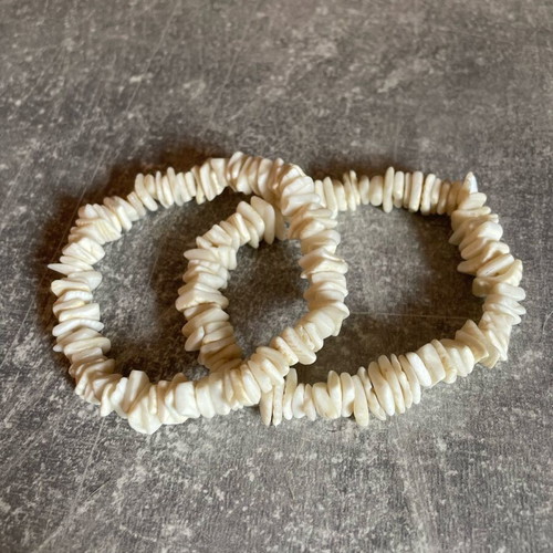 Handmade elastic bracelets like new, white