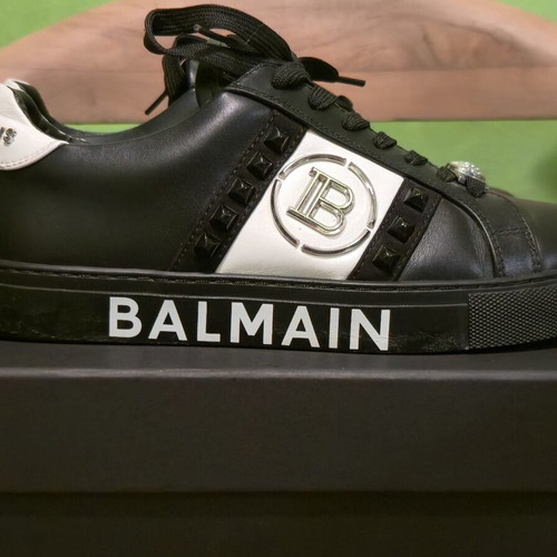Balmain women's sneakers like new black and white leather