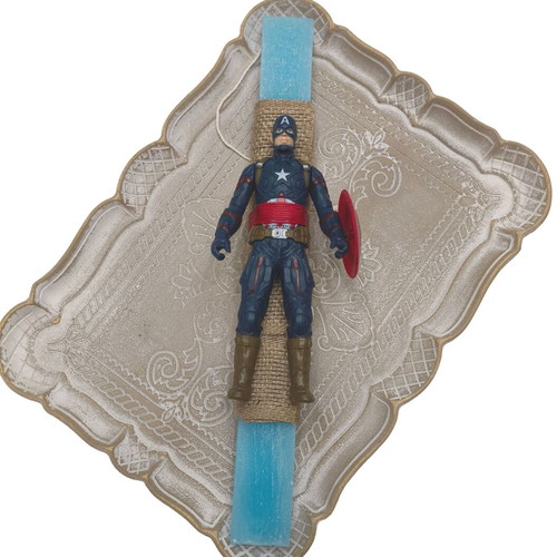 Handmade Easter candle with Marvel Captain America figure new
