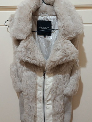 Madonna fur vest ecru used, size L