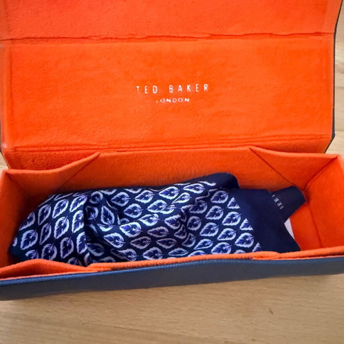 Θήκη γυαλιών Ted Baker London καινούργια, μπλε και πορτοκαλί