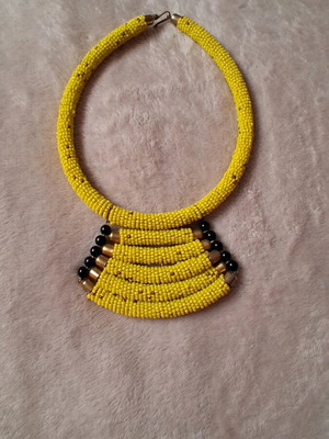 Necklace with yellow beads new from Tanzania