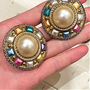 Vintage colorful clip earrings