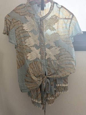 Summer set blouse and skirt like new, blue and beige, size M/L