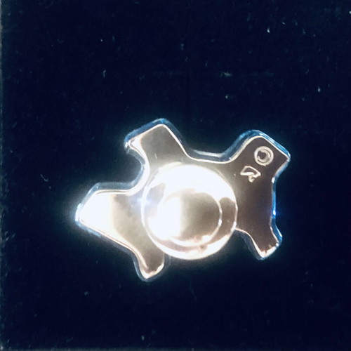 Vintage Swarovski pin shaped like Yorkshire dog, like new, blue-turquoise