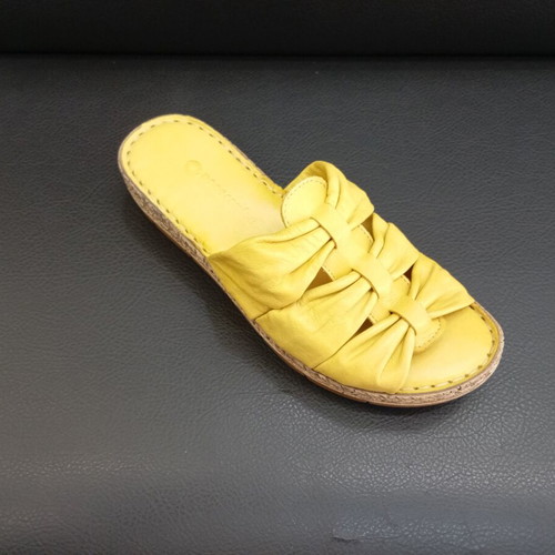 Yellow leather platform sandals, size 37