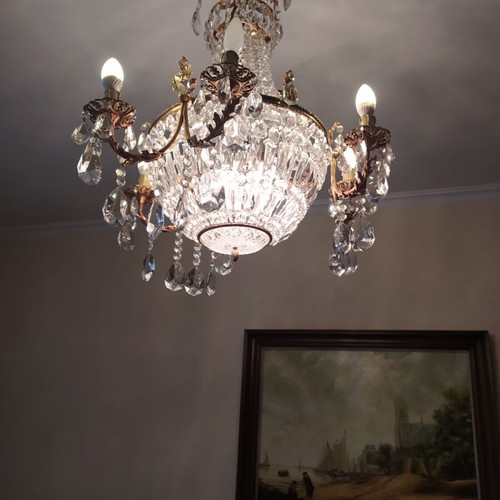 Chandelier with crystals like new