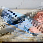  Κρυστάλλινο μικρό μπώλ μπλέ διάφανο με εγχάρακτο σχέδιο ύψος 8cm και διάμετρος 14