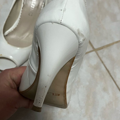 Elite white pumps used, size 38, 9cm heel