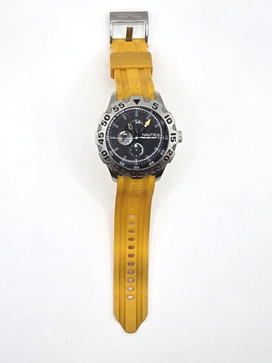 Nautica A15566G ανδρικό ρολόι quartz μεταχειρισμένο, κίτρινο λουράκι σιλικόνης