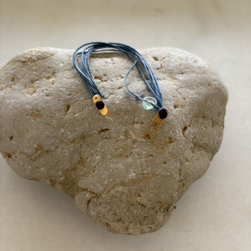 Apriati 18K Gold Multi-Cord Bracelet with Aquamarine Gemstone like new