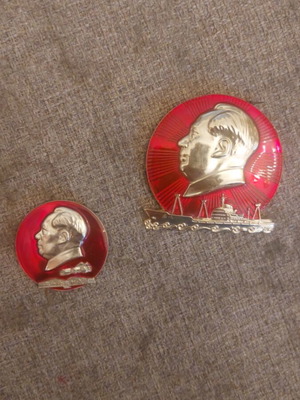 Vintage Mao pins used, Cultural Revolution 60s–70s