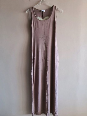 Batik long dress like new, beige and brown with slit